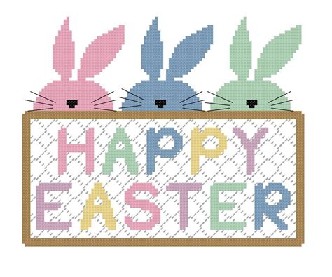 Bunny Easter Cross Stitch Pattern Pdf File Instant Etsy Simple