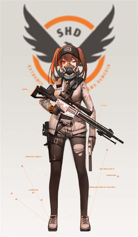 Wallpaper Illustration Gun Long Hair Anime Girls Brunette Weapon