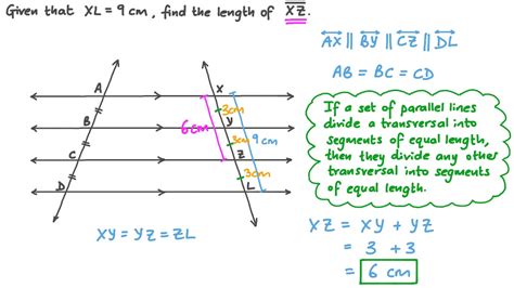 Question Video Finding The Lengths Of Proportional Line Segments Between Parallel Lines Nagwa