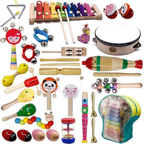Buy Atdawn Kids Musical Instruments 20 Types 34 Pcs Wooden Percussion