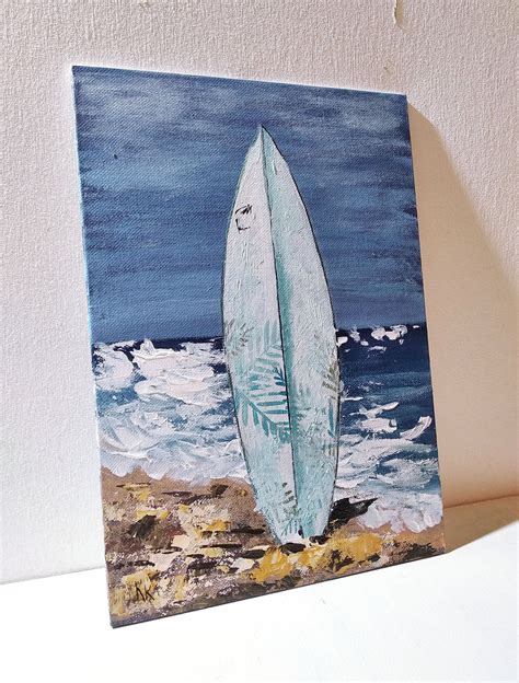 Surfboard Painting Original Art Beach Wall Art Huntington Etsy