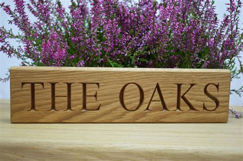 Personalised Oak House Sign Carved Custom Engraved Outdoor Wooden