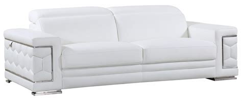 White Genuine Italian Leather Sofa Set 2 Pcs Contemporary U692 Global