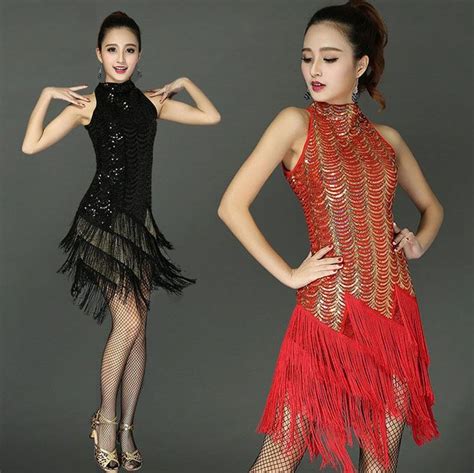 Womens Fringe Sequin Ballroom Latin Salsa Dance Dresses Costume Dancing Clothes Dance Outfits