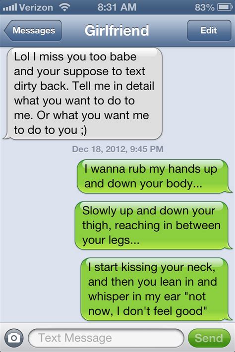 When talking dirty, rest assured you can't go wrong. Dirty Text Message Girlfriend - Funny - Faxo