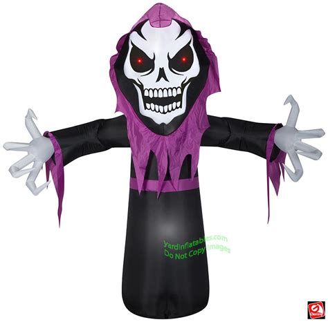 8 Gemmy Animated Airblown Halloween Skeleton Reaper W Red Eyes Yard