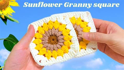 Móc hình vuông hoạ tiết hoa hướng dương Móc len đơn giản Crochet sunflower granny square