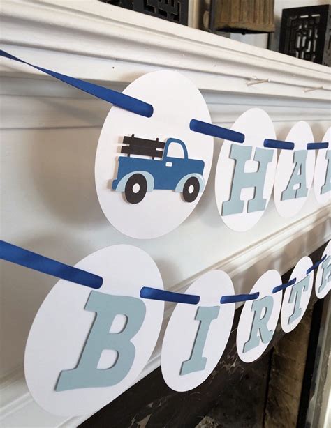 Blue Truck Party Banner Truck Theme Blue Truck Birthday Etsy Truck
