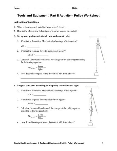 Grade 2 Simple Machines Pulley Worksheet