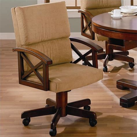 Extra comfort type seating, contains commercial grade foam with an upholstered seat and back. Coaster Marietta Upholsted Arm Game Chair with Casters in ...