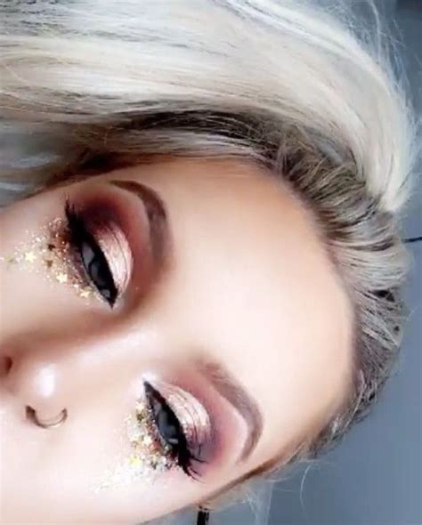 Rose Gold And Glitter Eye Makeup Bybrookelle Rave Makeup Coachella