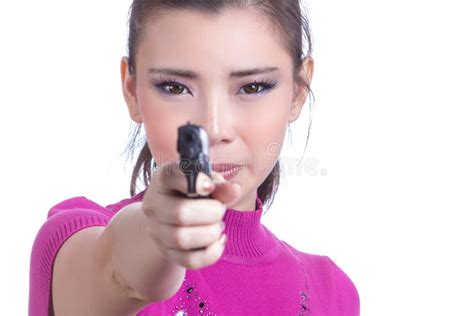 Woman Aiming A Gun Stock Photo Image Of Attractive Firearm 32244296