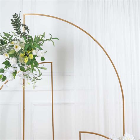 7ft Gold Metal Half Moon Floral Wedding Arch Tableclothsfactory