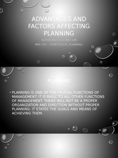 Advantages And Factors Affecting Planning Pdf Resource Planning