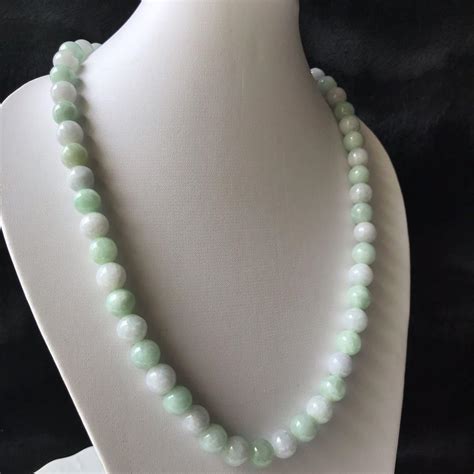 10mm Jadeite Bead Necklace Off White Faint Green 100 Authentic Burmese