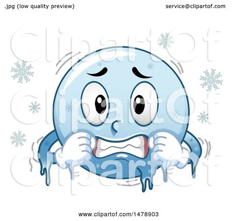 Clipart Of A Cold Blue Smiley Face Emoji Freezing Royalty Free Vector