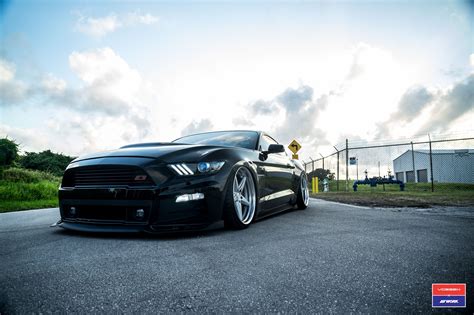 All Black Roush Mustang Gt With Air Suspension On Vossen X Work Custom