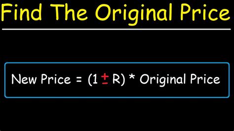 How To Calculate The Original Price Of An Item After A Discount Youtube