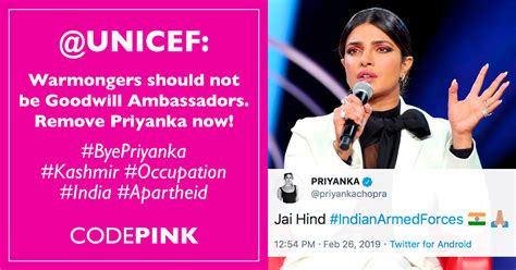 Warmongering Priyanka Chopra Must Be Removed As A Unicef Goodwill