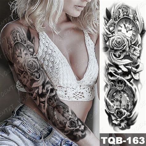 large arm sleeve tattoo midnight leopard beauty girl waterproof temporary tattoo sticker