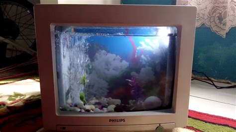 Taruh aquarium mini yang unik ini di tempat yang tidak mudah dijangkau. UNIK GAES.... Aquarium dari TV tabung bekas 😁 - YouTube