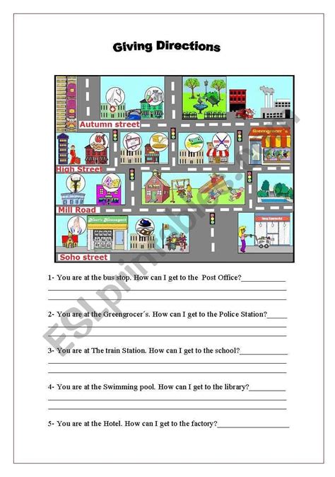 Maps And Directions Worksheets
