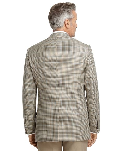 Brooks Brothers Fitzgerald Fit Tan Check With Blue Windowpane Sport