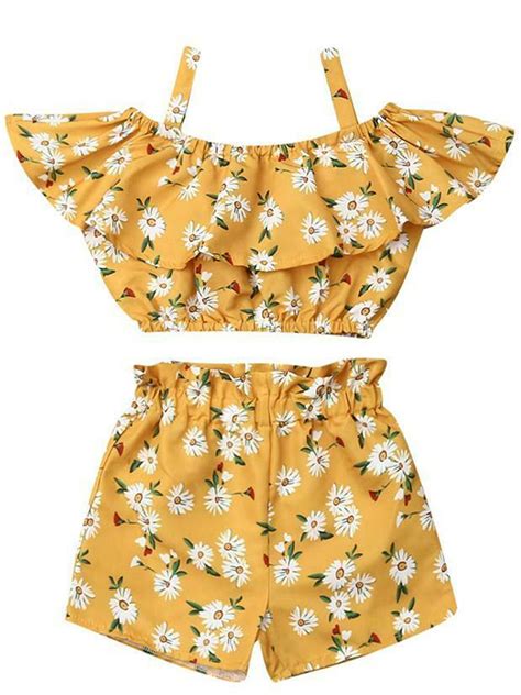 Xiaoluokaixin Fashion Kids Toddler Baby Girls Crop Tops Floral Short