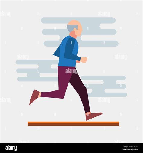 Old Man Running Vector Illustration In Flat Style Stock Vector Image