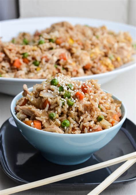Cook and shred the chicken. Rachel Schultz: BETTER-THAN-TAKEOUT CHICKEN FRIED RICE