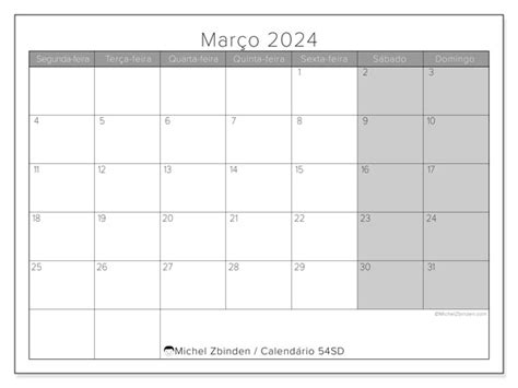 Calendários Março 2024 Michel Zbinden Mo