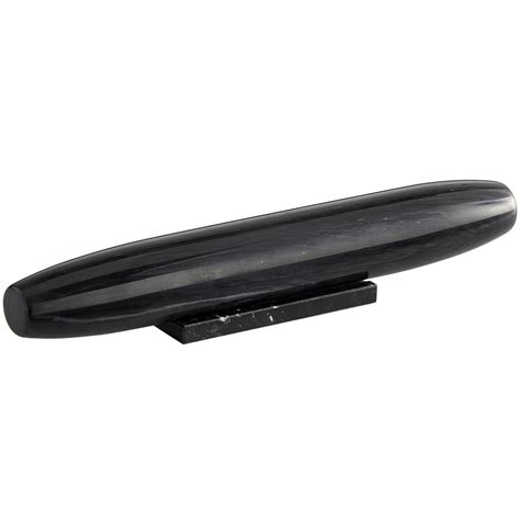 In a classic shape, this rolling pin has a natural marble roller with warm wooden handles and base. Black Marble French Rolling Pin w/ Base - 12"