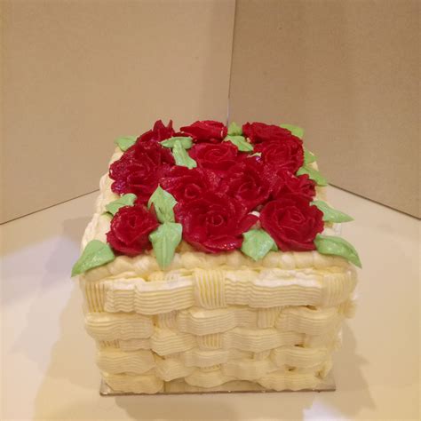 All Buttercream Basket Weave Cake With Buttercream Roses Basket Weave