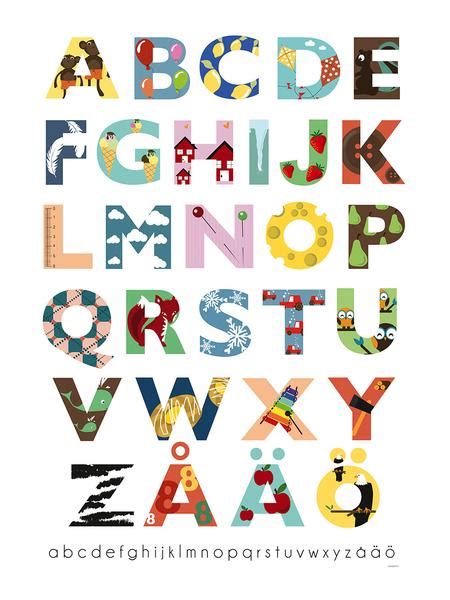 The first three letters of the latin alphabet, standing for the whole alphabet. Poster: ABC - köp från Nordic Poster Collective