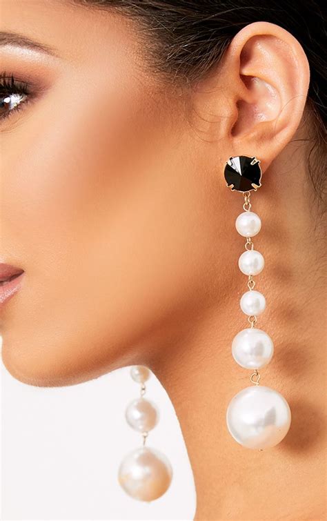 Halie Long Pearl Drop Earrings Drop Earrings Pearl Drop Earrings