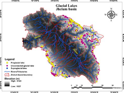 Distribution Of Glacial Lakes In Jhelum Basin Download Scientific