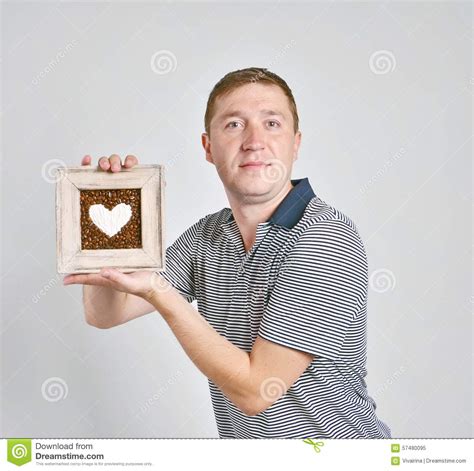Portrait Of A Handsome Man With Heart Stock Image Image Of Attractive Holding 57480095