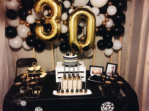 Surprise 30th Bday Party W Gold White And Black Decor Surprise 30th Birthday 30th Bday