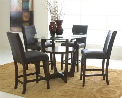 Homesailing 7 pieces black dining room table and chairs set for 6 kitchen grey velvet chairs and glass dining table for small space. Standard Furniture Counter Height Dining Set Apollo ST-10800CH