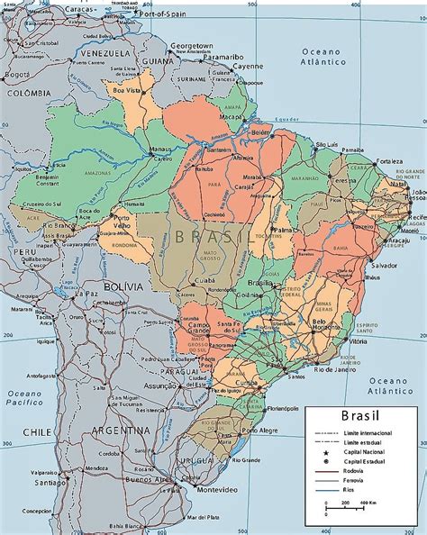 ⊛ Mapa De Brasil 🥇 Político And Físico Con Nombres Y Provincias 2023