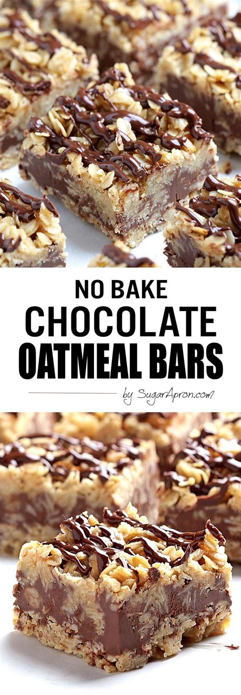 These healthy no bake peanut butter oatmeal bars make a wonderful snack or healthy dessert and are delicious and chewy straight from. No Bake Chocolate Oatmeal Bars - Sugar Apron