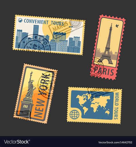 Set Of Postage Stamps Royalty Free Vector Image