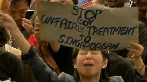Singapore Protest Against Foreign Workers Bbc News