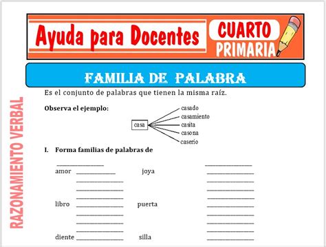 Fichas De Familias De Palabras Para Cuarto De Primaria Sexiz Pix