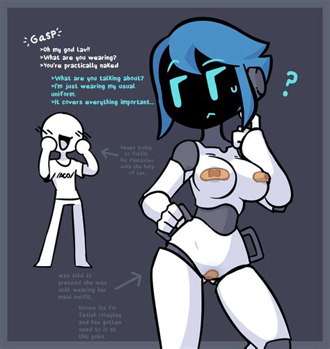 Rule 34 Android Bandaid Blue Nipples Blush Breasts Confused