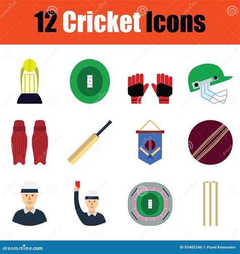 Cricket Icon Set Stock Vector Illustration Of League 93405246