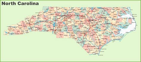 North Carolina Map With Counties And Cities Road Map Of North Carolina