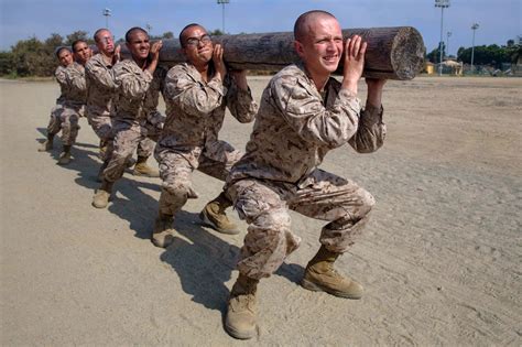 recruits with kilo company 3rd recruit training battalion participate in log drills at marine