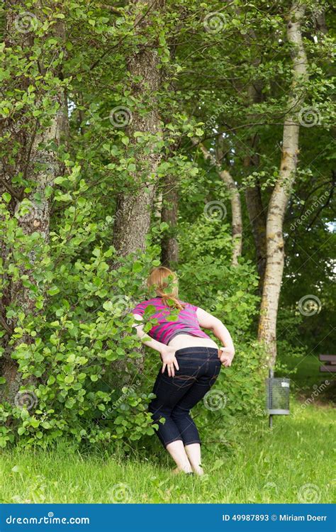 Woman Is Peeing In The Nature Stock Image Image Of Peeing Adult