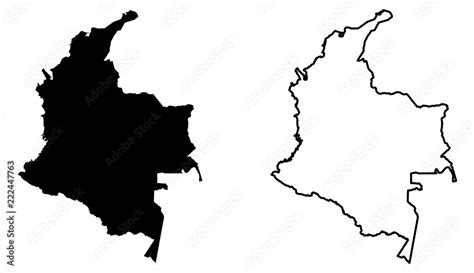 Simple Only Sharp Corners Map Of Colombia Vector Drawing Mercator